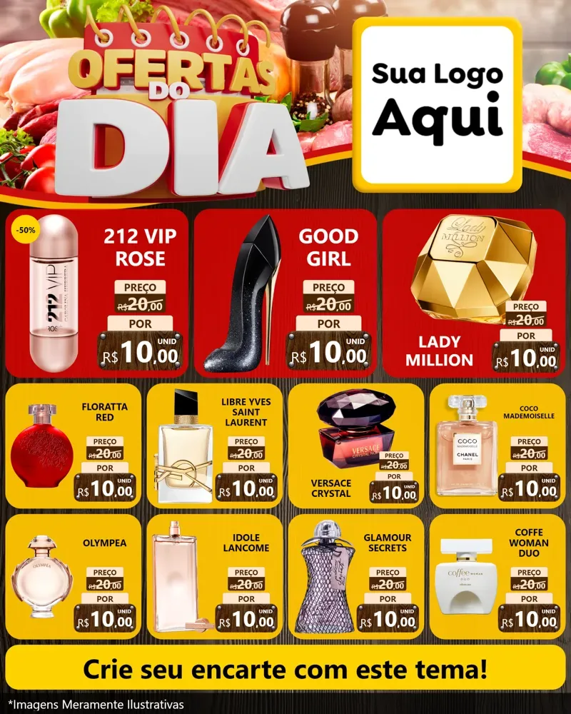 Modelo de Rede Social para Feed Instagram com o tema Ofertas do Dia para Perfumes