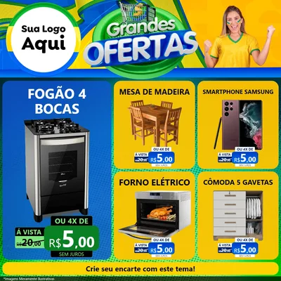 Modelo de Rede Social para Feed Facebook com o tema Grandes Ofertas para Móveis e Eletro