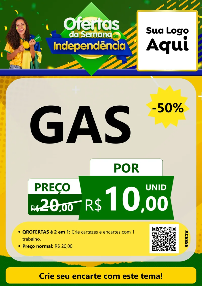 Modelo de Cartaz para Cartaz A4 Vertical com o tema Ofertas da Semana da Independência para Água e gás