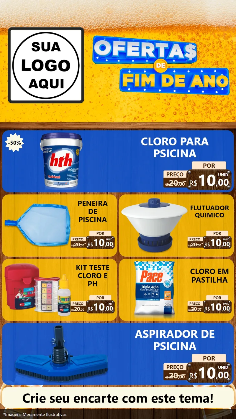 Modelo de TV para TV Vertical com o tema Ofertas de Fim de Ano para Produtos para Piscina