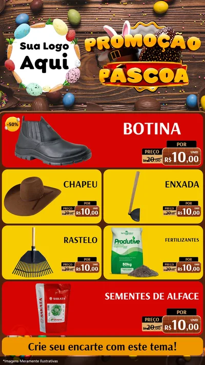 Modelo de TV para TV Vertical com o tema Promoção Páscoa para Agropecuária