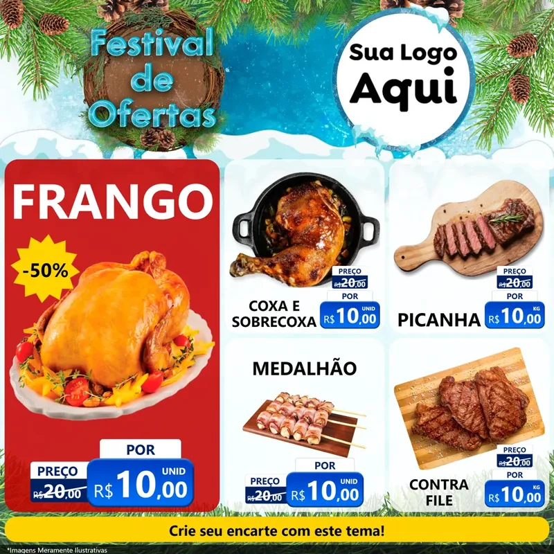 Modelo de Rede Social para Feed Facebook com o tema Festival de Ofertas - Inverno para Assados