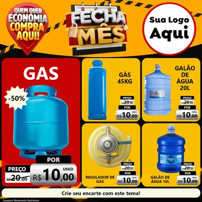 Modelo de Rede Social para Feed Facebook com o tema Fecha Mês para Água e gás