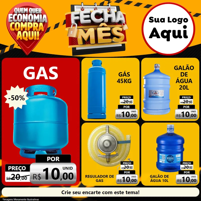 Modelo de Rede Social para Feed Facebook com o tema Fecha Mês para Água e gás