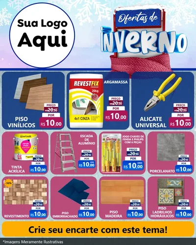 Modelo de Rede Social para Feed Instagram com o tema Ofertas de Inverno para Material para Construção
