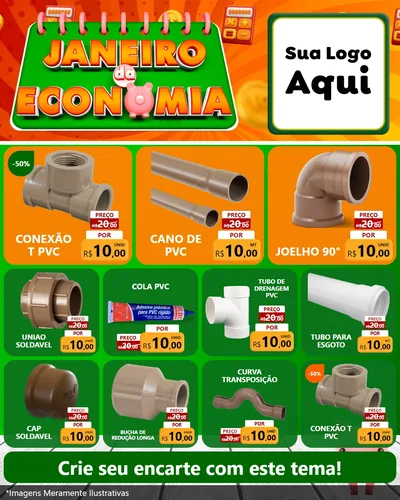 Modelo de Rede Social para Feed Instagram com o tema Janeiro da Economia para Tubos e conexões