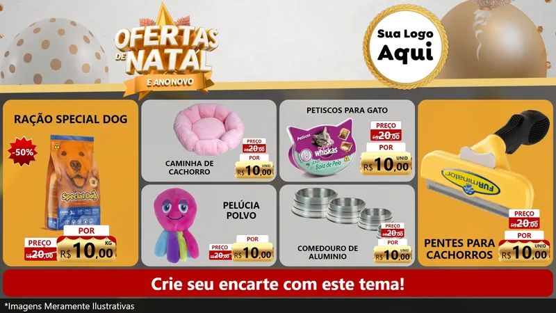 Modelo de TV para TV Horizontal com o tema Ofertas De Natal E Ano Novo para Pet Shop