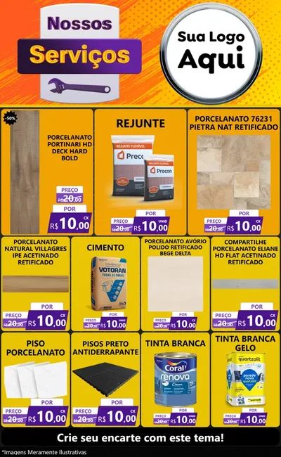 Modelo de Encarte para Encarte Grande com o tema Nossos Serviços para Pisos e revestimentos