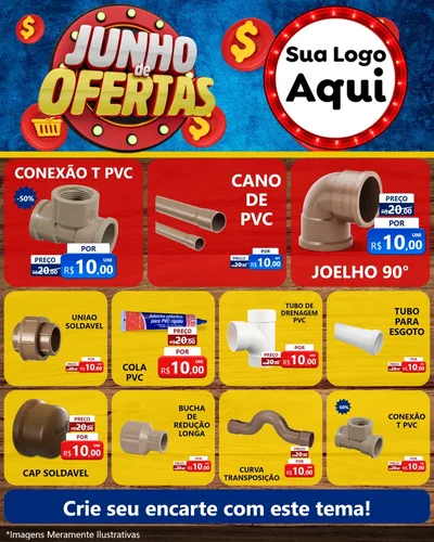 Modelo de Rede Social para Feed Instagram com o tema Junho de Ofertas para Tubos e conexões