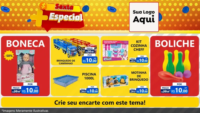 Modelo de TV para TV Horizontal com o tema Sexta Mais Especial para Brinquedos