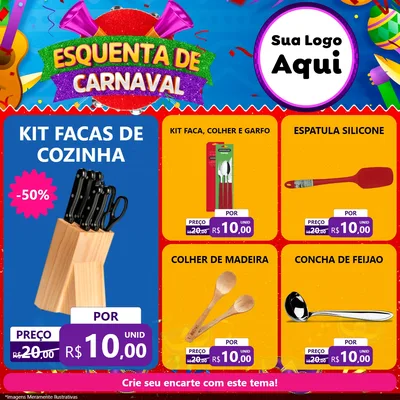 Modelo de Rede Social para Feed Facebook com o tema Esquenta de Carnaval para Utilidades Domésticas