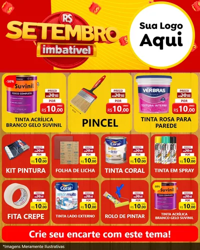 Modelo de Rede Social para Feed Instagram com o tema Setembro Imbatível para Tintas e Ferramentas