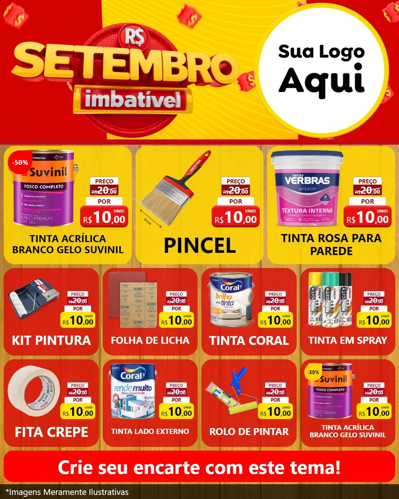 Modelo de Rede Social para Feed Instagram com o tema Setembro Imbatível para Tintas e Ferramentas