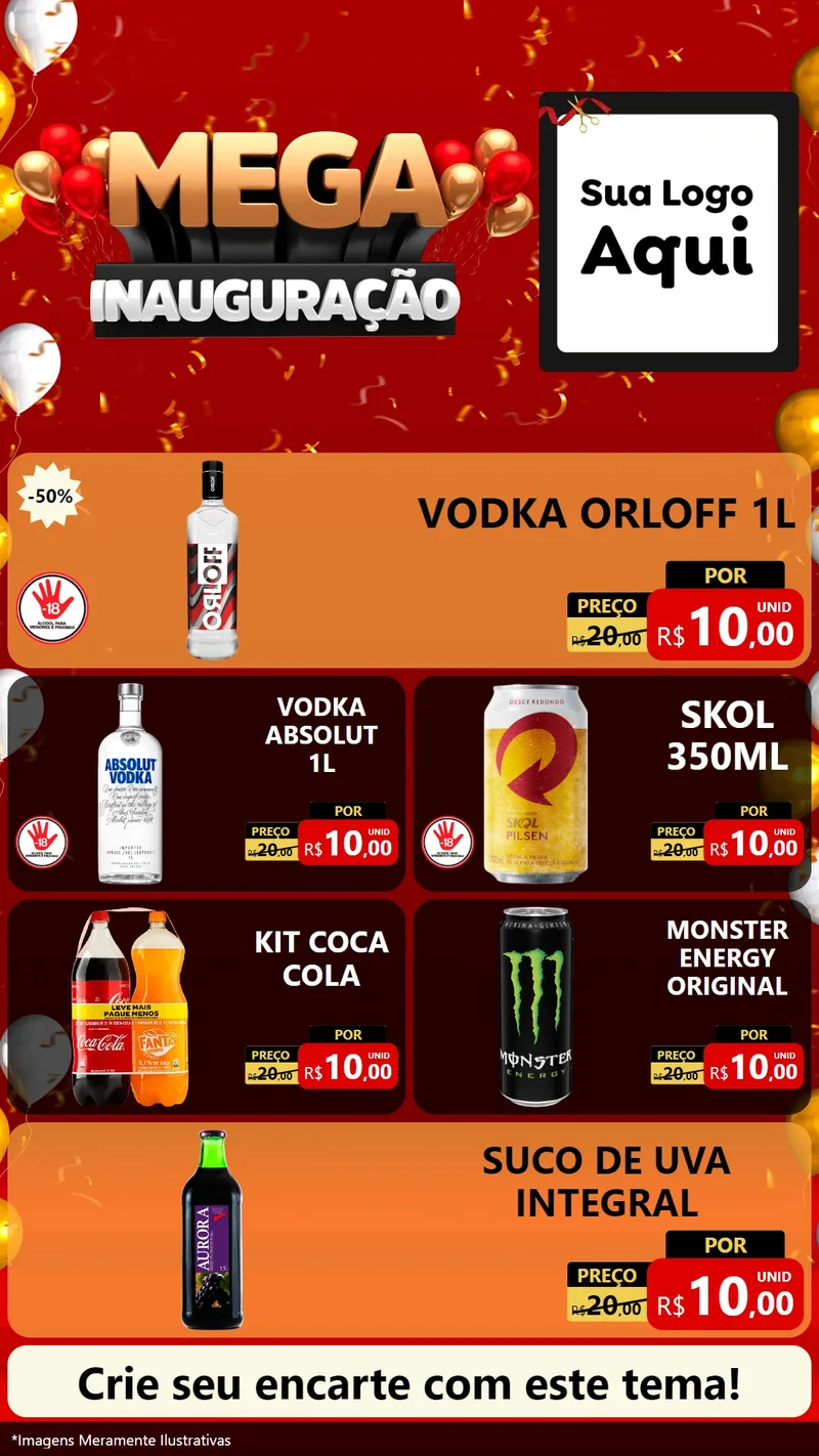 Modelo de TV para TV Vertical com o tema Mega Inauguração para Distribuidora de bebidas