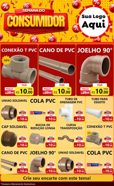 Modelo de Encarte para Encarte Grande com o tema Semana do Consumidor para Tubos e conexões