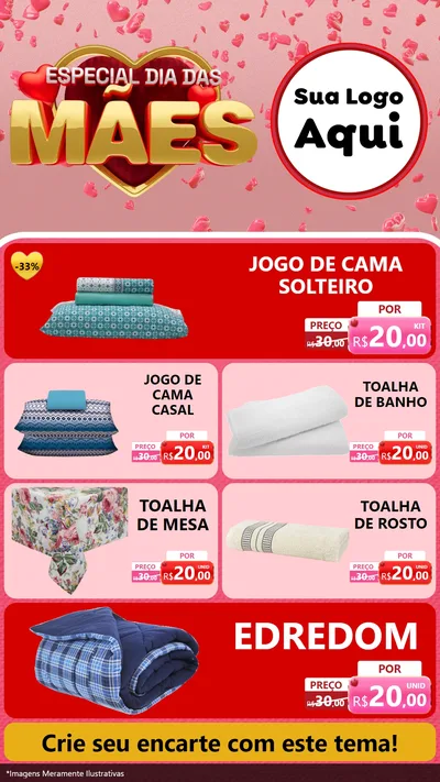 Modelo de TV para TV Vertical com o tema Especial Dia Das Mães para Cama, Mesa e Banho
