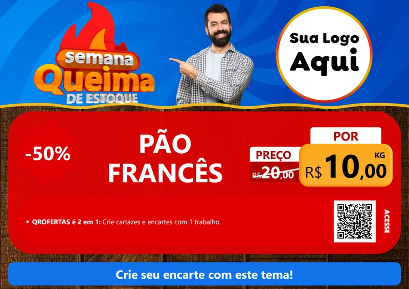 Modelo de Cartaz para Cartaz A4 Horizontal com o tema Semana Queima de Estoque para Padaria
