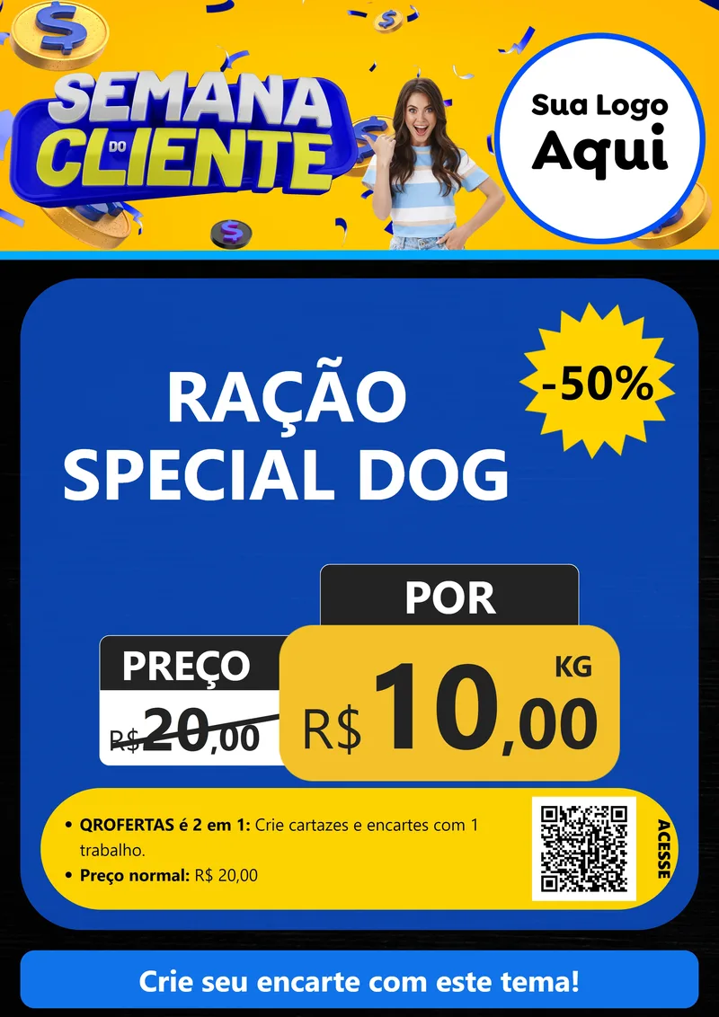 Modelo de Cartaz para Cartaz A4 Vertical com o tema Semana do Cliente para Pet Shop