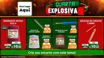 Modelo de TV para TV Horizontal com o tema Quarta Explosiva para Armarinho e Aviamentos