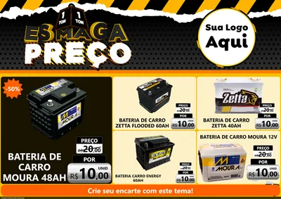 Modelo de Encarte para Encarte A4 Horizontal com o tema Esmaga Preço para Baterias Elétricas