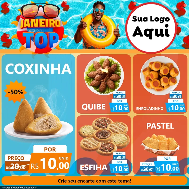 Modelo de Rede Social para Feed Facebook com o tema Janeiro Top para Salgadaria