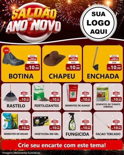 Modelo de Rede Social para Feed Instagram com o tema Saldão de Ano Novo para Agropecuária