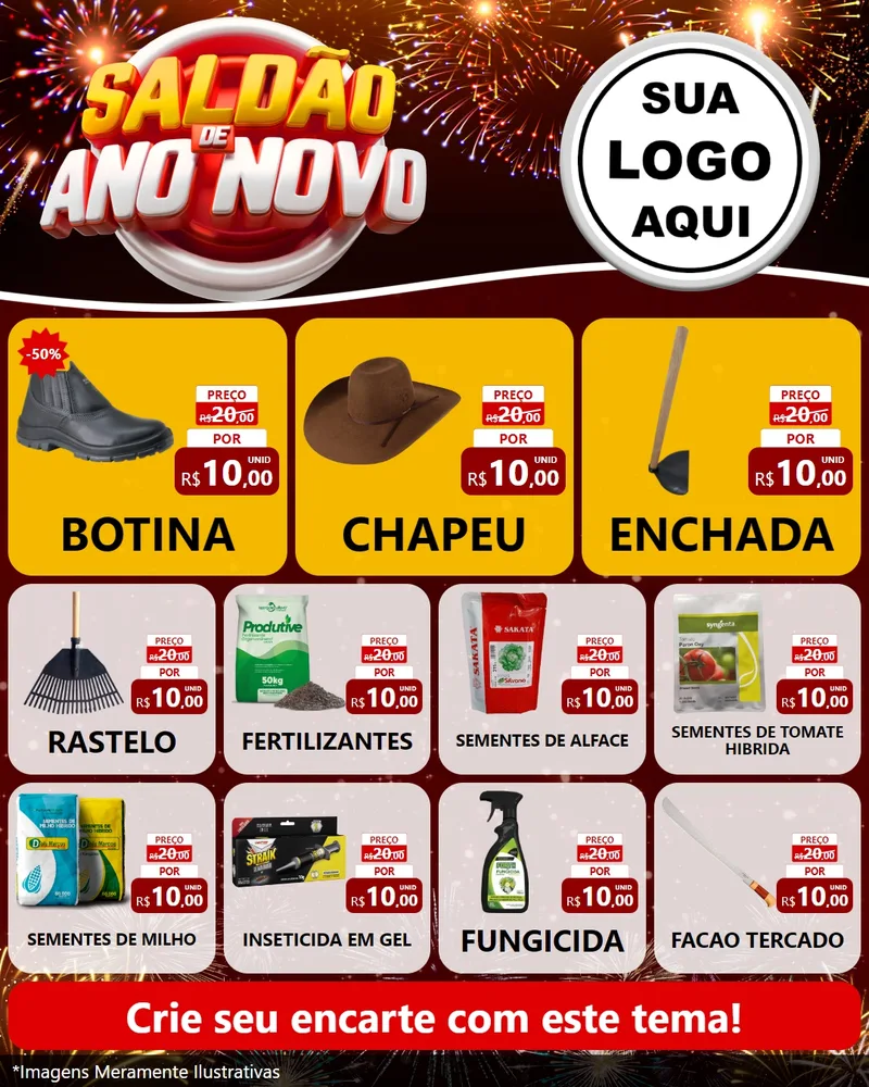 Modelo de Rede Social para Feed Instagram com o tema Saldão de Ano Novo para Agropecuária
