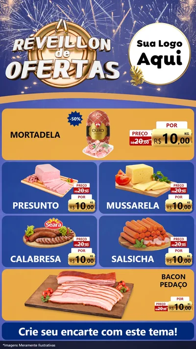Modelo de TV para TV Vertical com o tema Réveillon de Ofertas para Frios e Laticínios