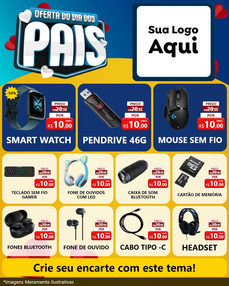 Modelo de Rede Social para Feed Instagram com o tema Oferta Do Dia Dos Pais para Informática