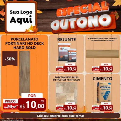 Modelo de Rede Social para Feed Facebook com o tema Especial Outono para Pisos e revestimentos