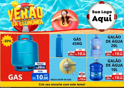 Modelo de Encarte para Encarte A4 Horizontal com o tema Verão da Economia para Água e gás