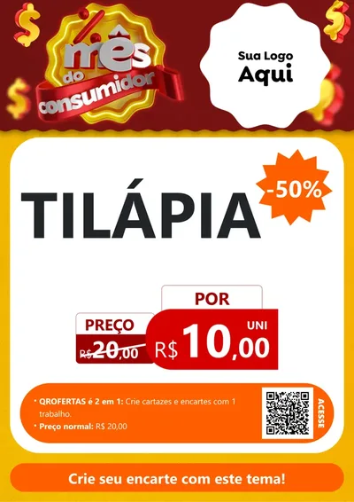Modelo de Cartaz para Cartaz A4 Vertical com o tema Mês do consumidor para Peixaria