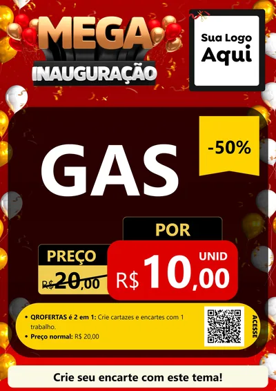 Modelo de Cartaz para Cartaz A4 Vertical com o tema Mega Inauguração para Água e gás