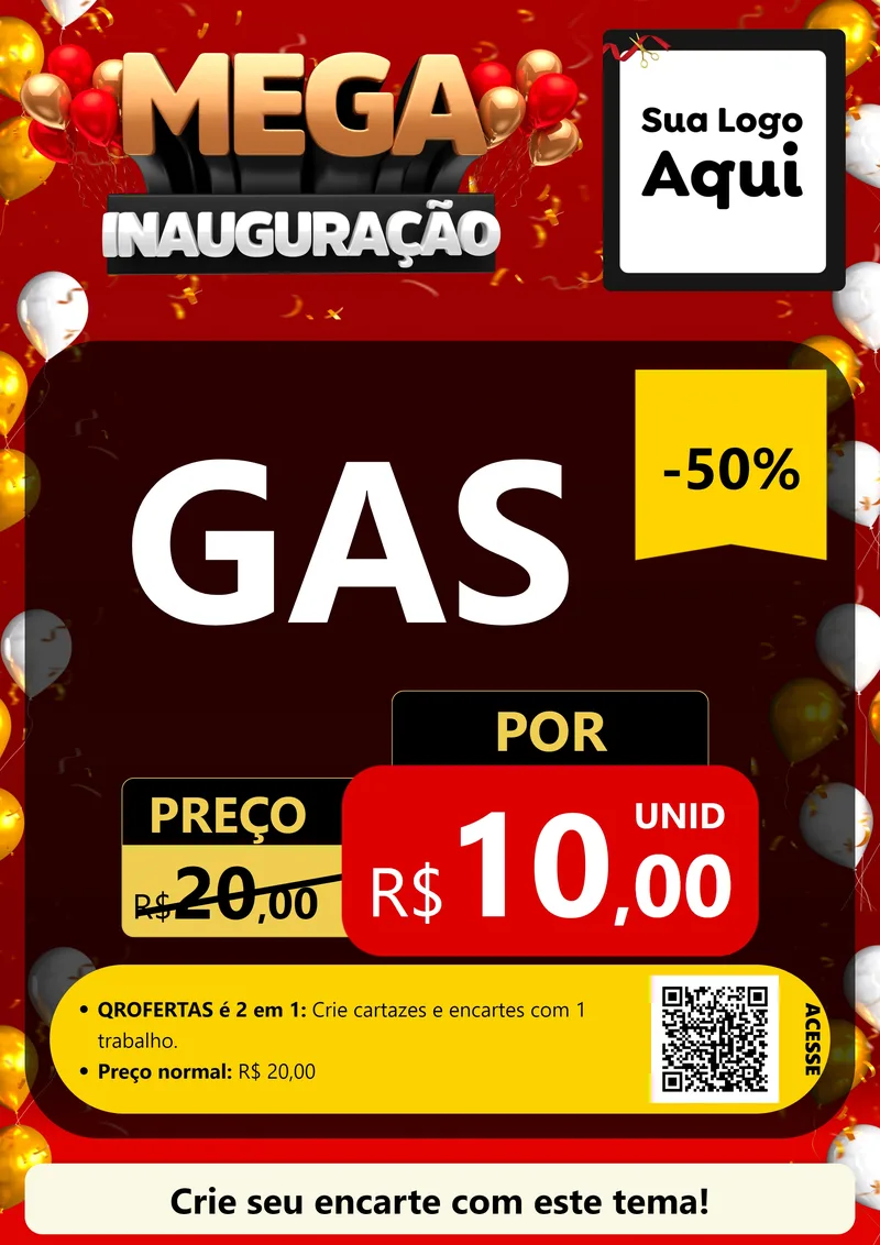 Modelo de Cartaz para Cartaz A4 Vertical com o tema Mega Inauguração para Água e gás
