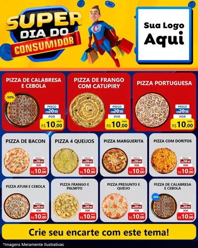 Modelo de Rede Social para Feed Instagram com o tema Super Dia do Consumidor para Pizzaria