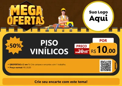 Modelo de Cartaz para Cartaz A4 Horizontal com o tema Mega Ofertas para Material para Construção