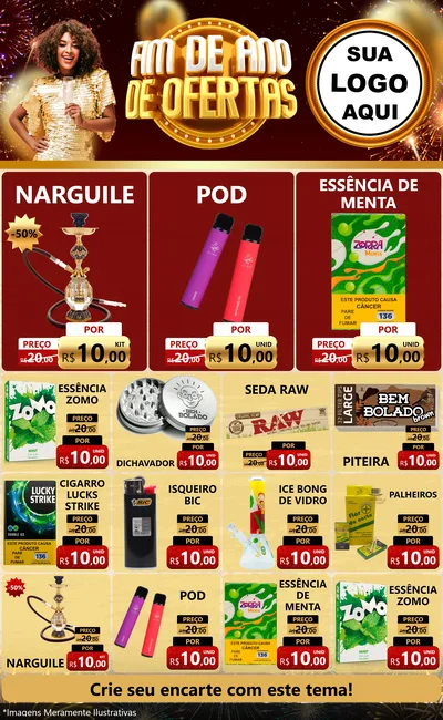 Modelo de Encarte para Encarte Grande com o tema Fim de Ano de Ofertas para Tabacaria