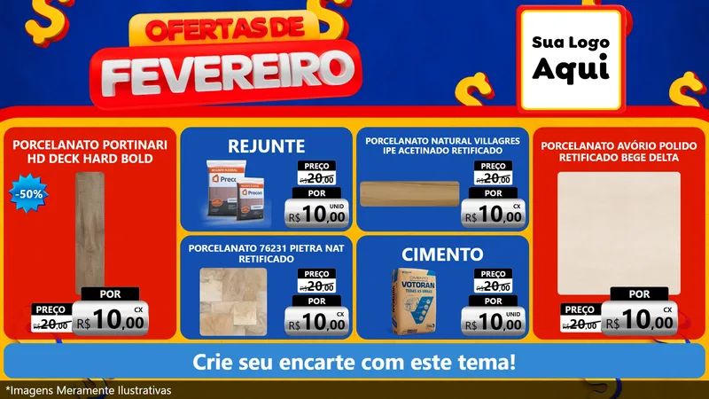 Modelo de TV para TV Horizontal com o tema Ofertas de Fevereiro para Pisos e revestimentos