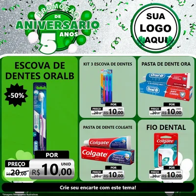 Modelo de Rede Social para Feed Facebook com o tema Promoção de Aniversário - 5 Anos para Higiene Pessoal