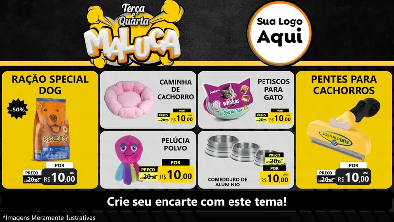 Modelo de TV para TV Horizontal com o tema Terça e Quarta Maluca para Pet Shop