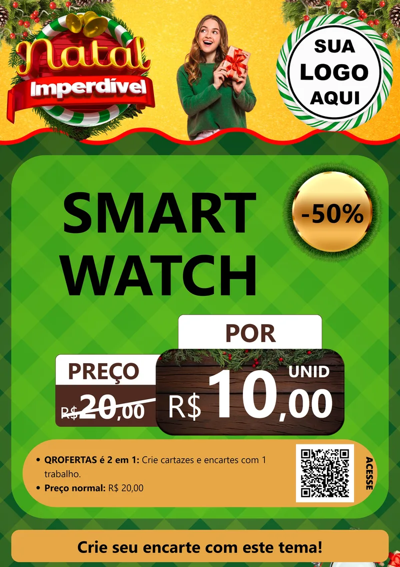 Modelo de Cartaz para Cartaz A4 Vertical com o tema Natal Imperdível para Informática