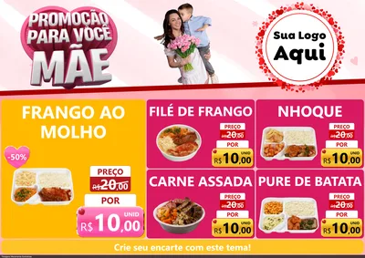 Modelo de Encarte para Encarte A4 Horizontal com o tema Promoção Para Você Mãe para Restaurante