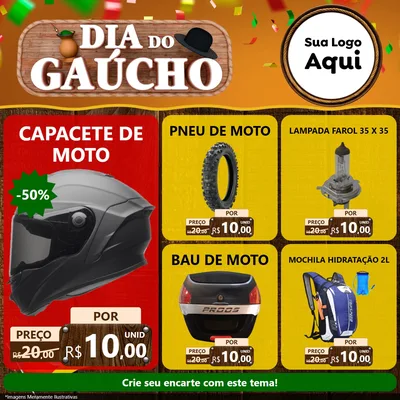 Modelo de Rede Social para Feed Facebook com o tema Dia do Gaúcho para Moto peças