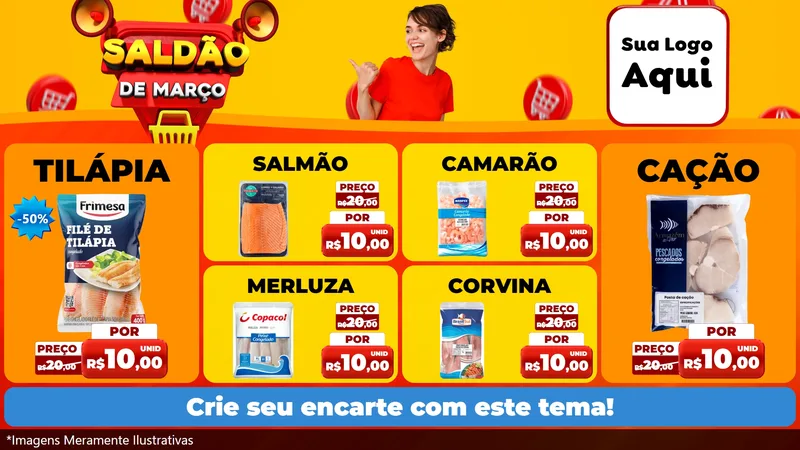 Modelo de TV para TV Horizontal com o tema Saldão de Março para Peixaria