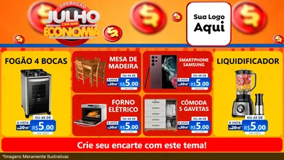 Modelo de TV para TV Horizontal com o tema Operação Julho Com Mais Economia para Móveis e Eletro