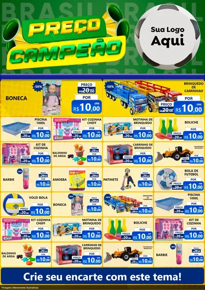 Modelo de Encarte para Encarte A4 Vertical com o tema Preço Campeão - Copa para Brinquedos