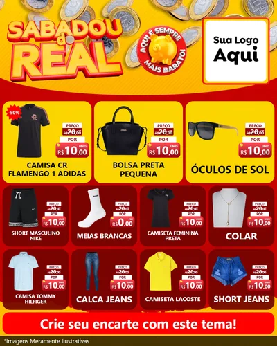 Modelo de Rede Social para Feed Instagram com o tema Sabadou do Real para Roupas e acessórios