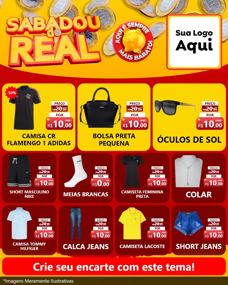 Modelo de Rede Social para Feed Instagram com o tema Sabadou do Real para Roupas e acessórios