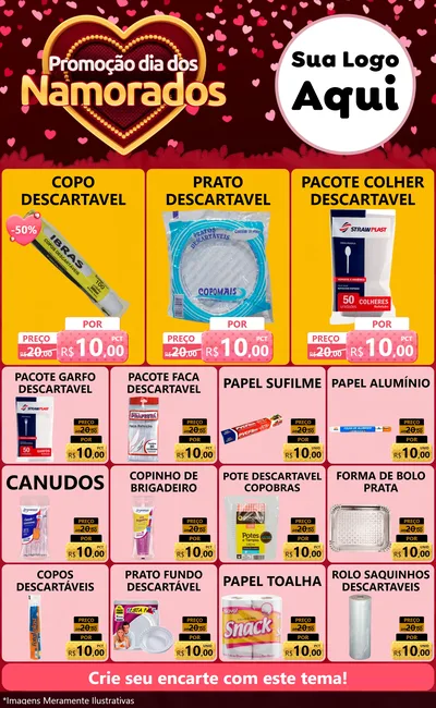 Modelo de Encarte para Encarte Grande com o tema Promoção Dia Dos Namorados para Embalagens