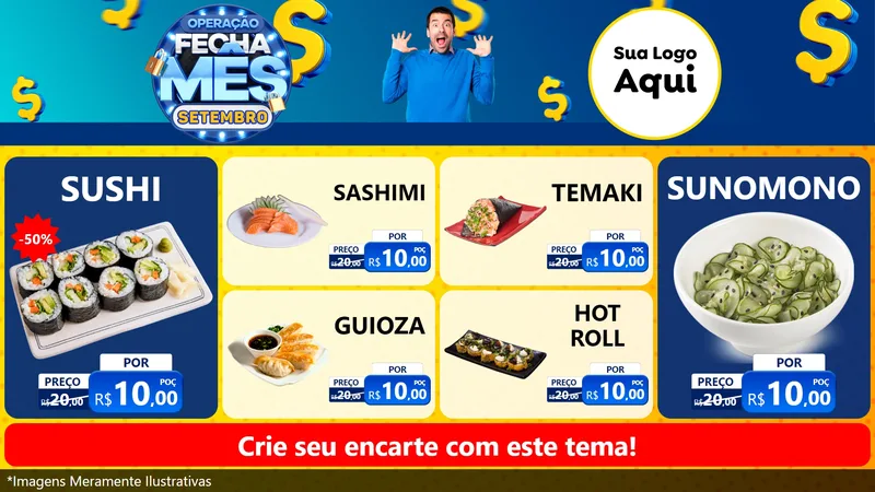 Modelo de TV para TV Horizontal com o tema Operação Fecha Mês Setembro para Comida japonesa